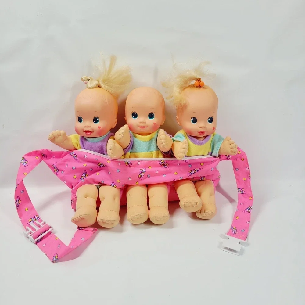 Vintage 1992 Magic Nursery Fuss n Giggle Baby Doll Triplets WORKS